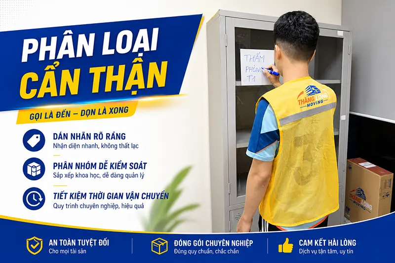 Phân loại cẩn thận trước khi vận chuyển tránh thất lạc đồ đạc
